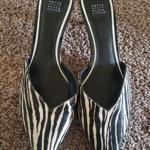Zebra print kitten heel shoes